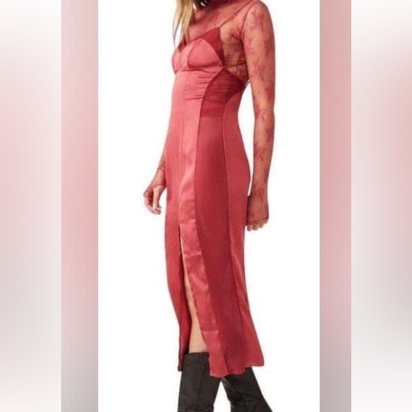 NWT  free people intimately City Cool Midi Slip Drees in Venetian Red  Size: XS - Picture 5 of 8